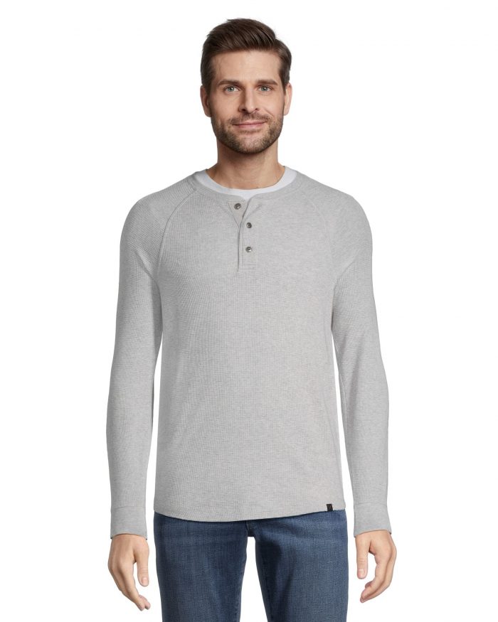 Denver Hayes Men's Long Sleeve Waffle Raglan Henley