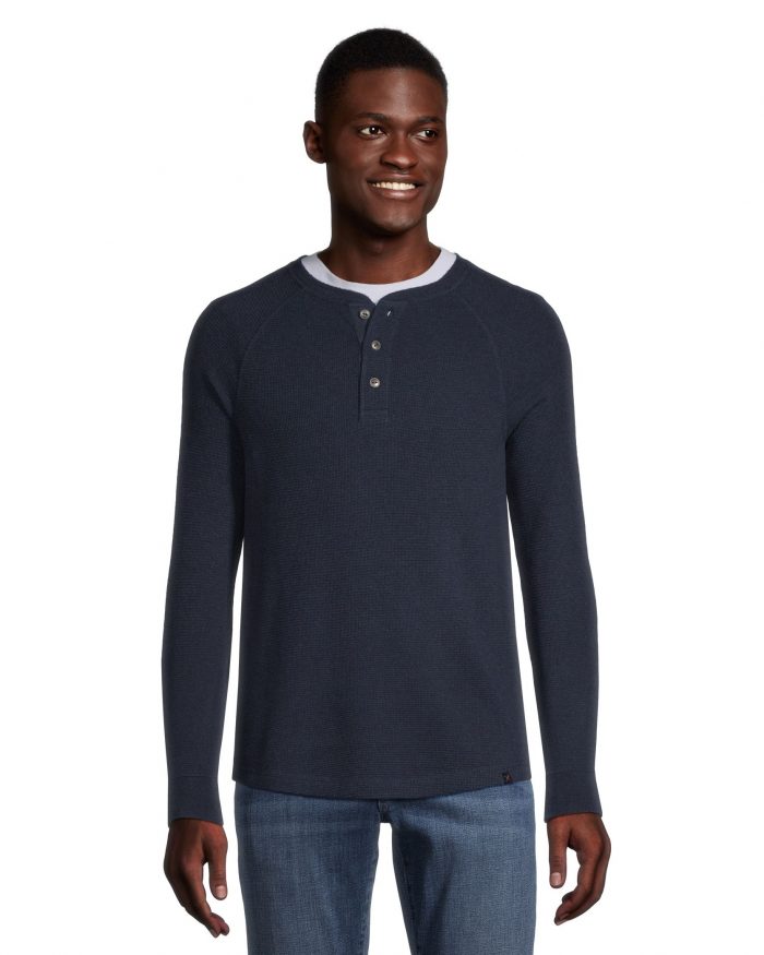 Denver Hayes Men's Long Sleeve Waffle Raglan Henley - Image 3