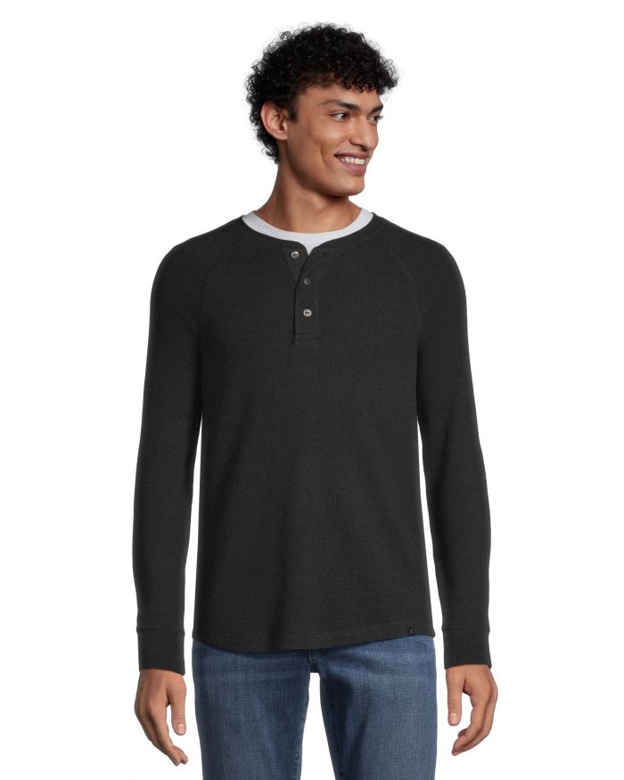 Denver Hayes Men's Long Sleeve Waffle Raglan Henley - Image 2