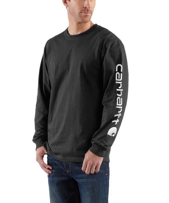 Carhartt Men's Loose Fit Sleeve Logo Long Sleeve Graphic T Shirt - Image 3